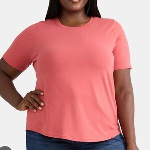 Terra & Sky Short-Sleeve Crewneck Tee in Coral Pink